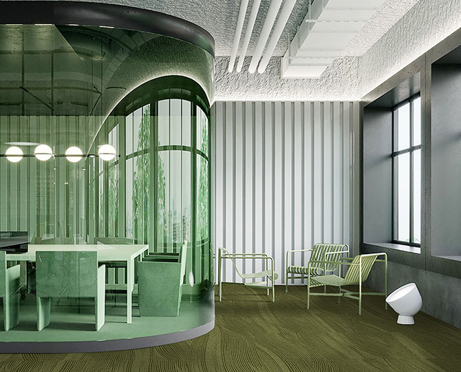 MINERA ANDES светло - зеленый кольцевой современный офисный ковер