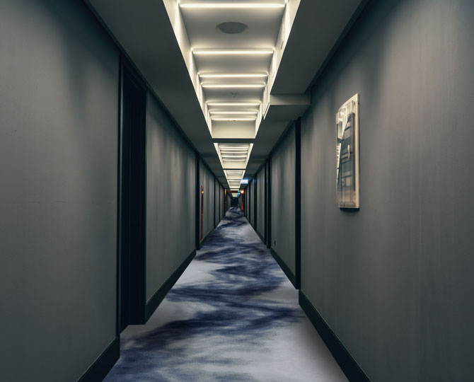 голубой резка роскошный ковер в коридоре отеля